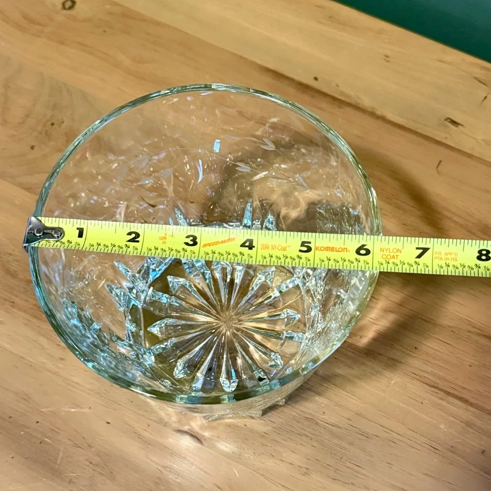 Vintage Princess House Heritage Etched Crystal Ice Bucket HEAVY 1980s Barware